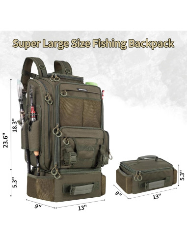 Mochila de Pesca Grande BLISSWILL con Nevera y Soportes