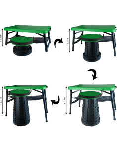 Mesa Plegable ZTMT Verde 4 Pies Altura Ajustable 2 en 1 2