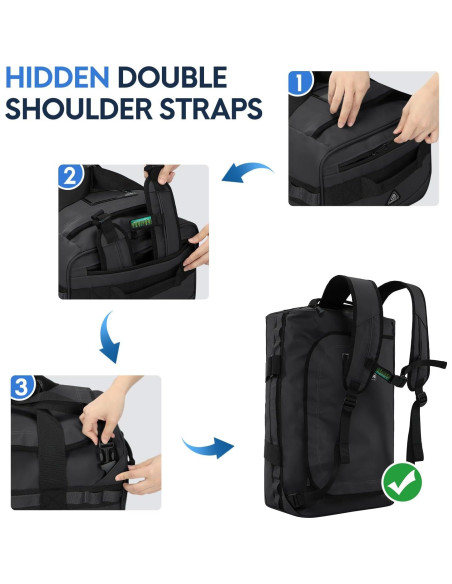 Bolsa de Viaje Haimont 60L Resistente al Agua Negra