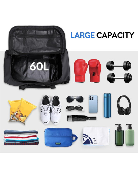 Bolsa de Viaje Haimont 60L Resistente al Agua Negra