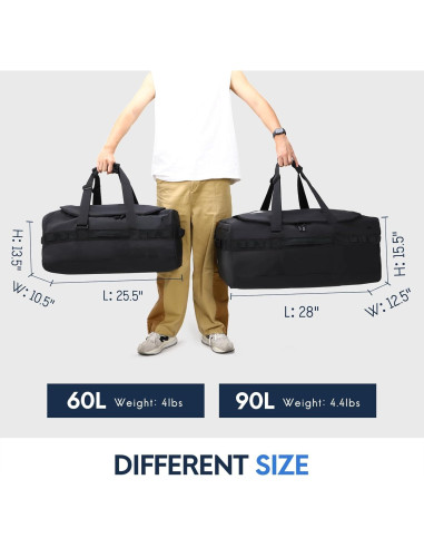 Bolsa de Viaje Haimont 60L Resistente al Agua Negra