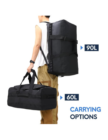 Bolsa de Viaje Haimont 60L Resistente al Agua Negra