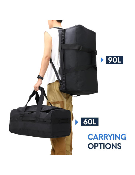 Bolsa de Viaje Haimont 60L Resistente al Agua Negra