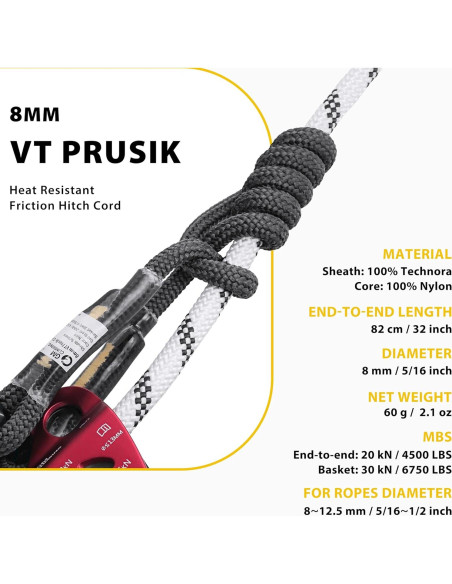 Cuerda Prusik 8mm GM CLIMBING 82cm Resistente al Calor