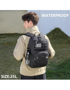 Mochila Táctica Militar Wotony 25L Negra con Sistema Molle 2