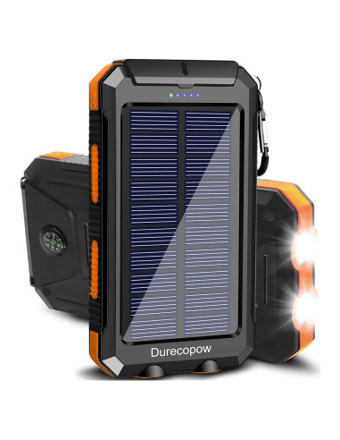 Cargador Solar Power Bank 20000mAh Impermeable Naranja
