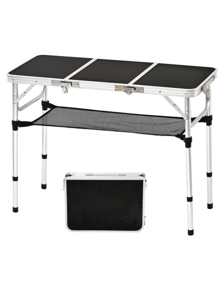 Mesa de Picnic Plegable YihuiKo Yi-3 Negra 3 Alturas Ajustables