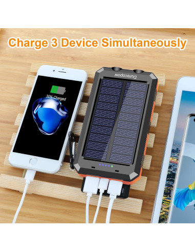 Cargador Solar Power Bank 20000mAh Impermeable Naranja