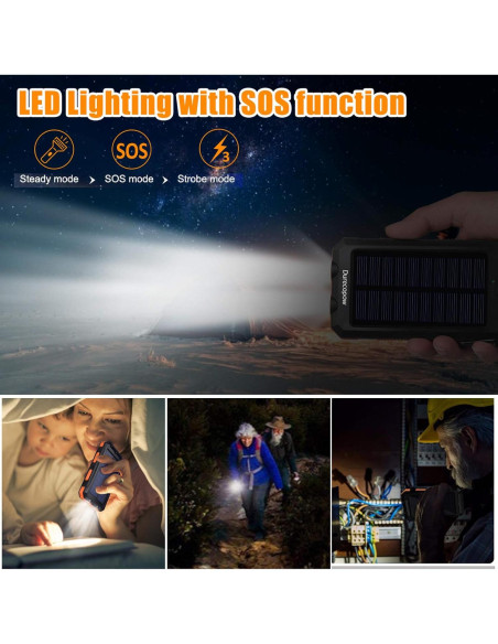 Cargador Solar Power Bank 20000mAh Impermeable Naranja