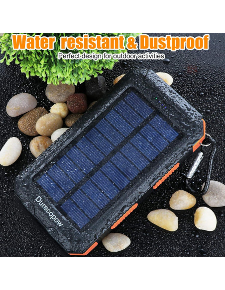 Cargador Solar Power Bank 20000mAh Impermeable Naranja