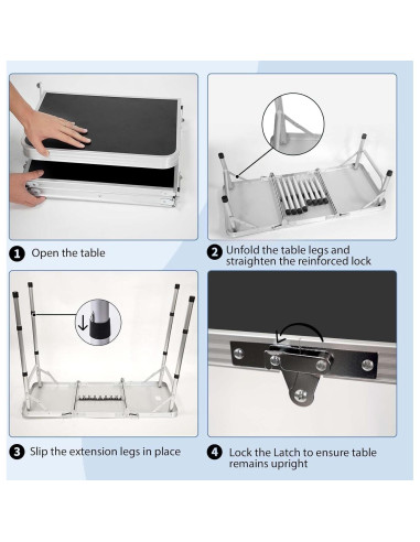 Mesa de Picnic Plegable YihuiKo Yi-3 Negra 3 Alturas Ajustables