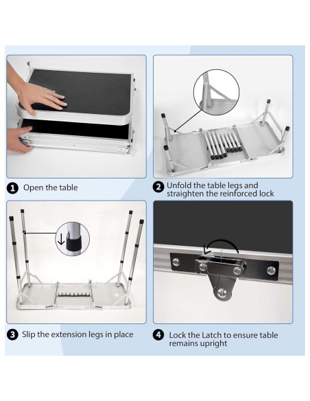 Mesa de Picnic Plegable YihuiKo Yi-3 Negra 3 Alturas Ajustables