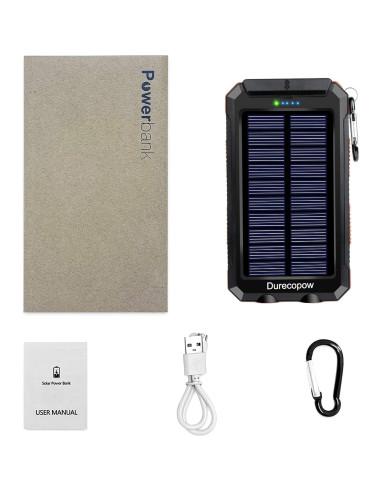 Cargador Solar Power Bank 20000mAh Impermeable Naranja