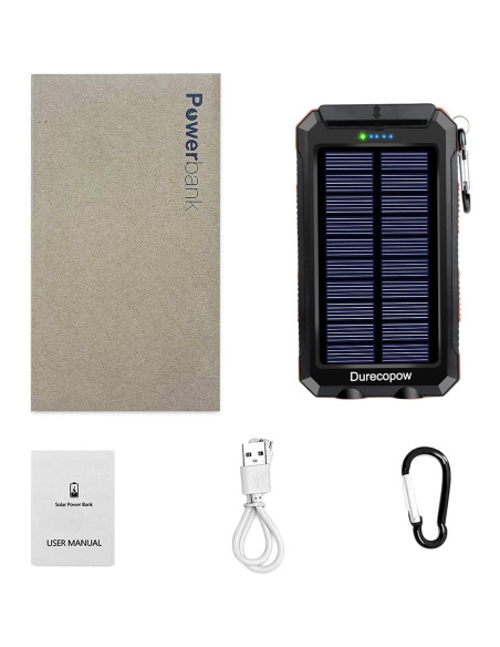Cargador Solar Power Bank 20000mAh Impermeable Naranja