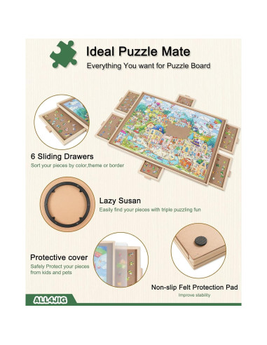 Mesa de Rompecabezas ALL4JIG 1500 Piezas con 6 Cajones