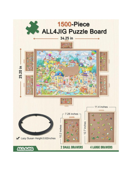 Mesa de Rompecabezas ALL4JIG 1500 Piezas con 6 Cajones