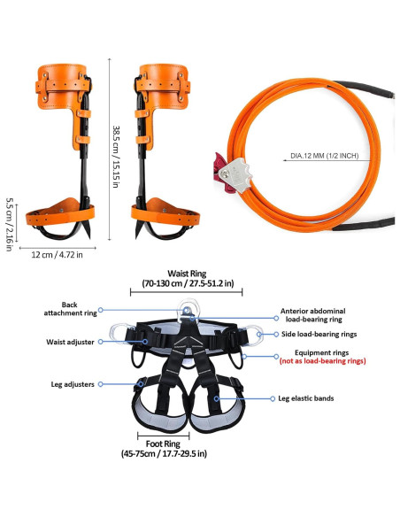 Equipo de Escalada de Árboles Clakioom Naranja Ajustable