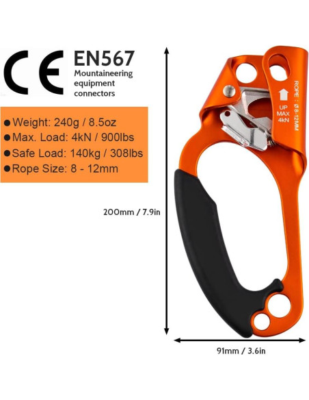 Ascensor de Mano Paliston para Escalada en Roca 8-12mm