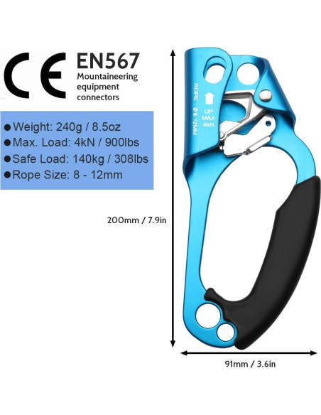 Ascensor de Mano Paliston para Escalada en Roca 8-12mm