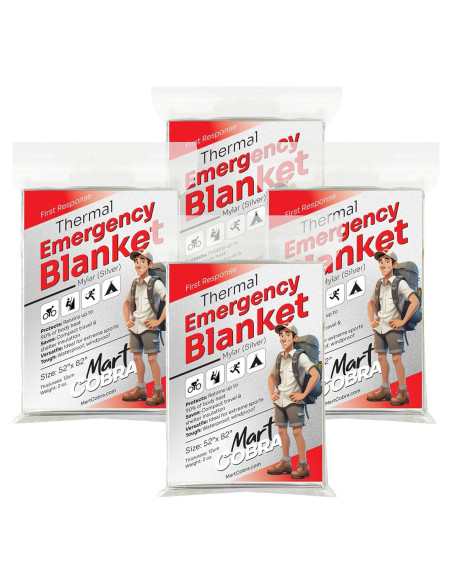 Manta de Emergencia Mart Cobra 4-Pack Mylar Térmicas 213x132cm