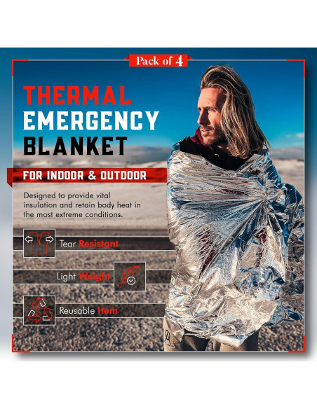 Manta de Emergencia Mart Cobra 4-Pack Mylar Térmicas 213x132cm