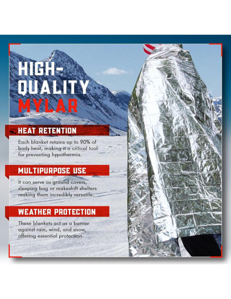 Manta de Emergencia Mart Cobra 4-Pack Mylar Térmicas 213x132cm