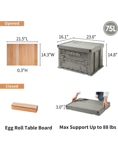 Caja de Almacenamiento Plegable SHIMOYAMA 75L Verde Celadón