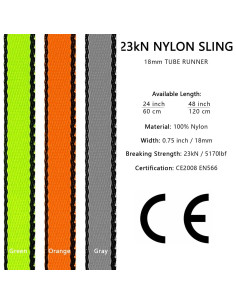 Cinta de Escalada AINIKEY 18mm 23KN Nylon Verde 60cm 2