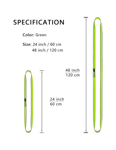 Cinta de Escalada AINIKEY 18mm 23KN Nylon Verde 60cm