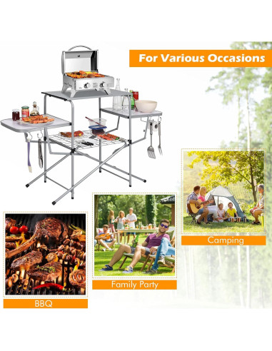 Mesa de Parrilla Plegable Giantex 66 cm Aluminio Camping