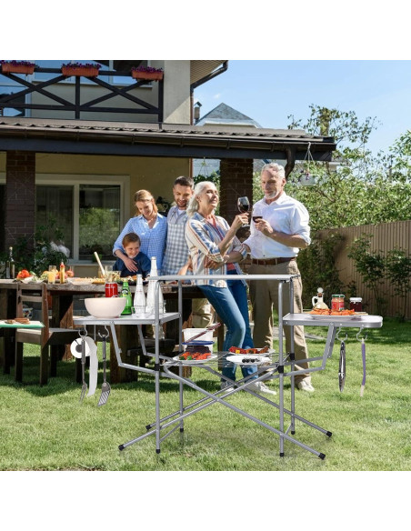 Mesa de Parrilla Plegable Giantex 66 cm Aluminio Camping Mesa de Parrilla Plegable Giantex 66 cm Aluminio Camping