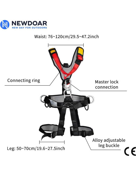 Arnés de Escalada NewDoar CE Ajustable 75-120 cm 22KN