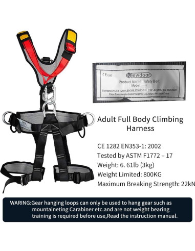 Arnés de Escalada NewDoar CE Ajustable 75-120 cm 22KN