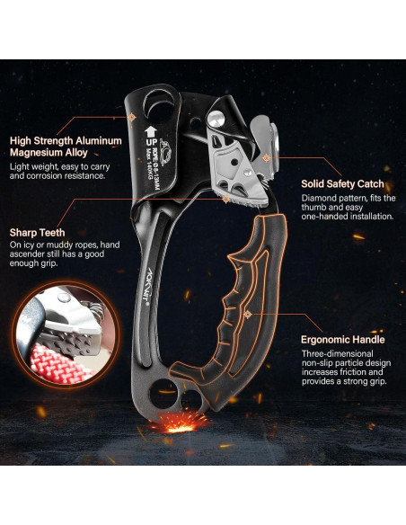 Ascensor de Mano AOKWIT Aluminio Ergonómico 19 cm para Escalada