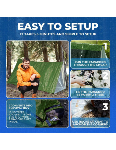 Tienda de Supervivencia CloudTen para 2 Personas - Ligera y Portátil