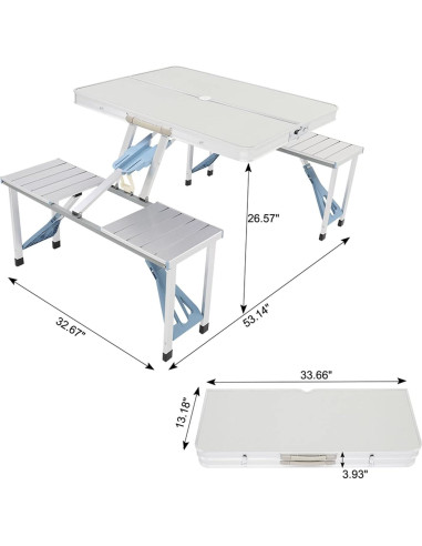 Mesa de Picnic Plegable Outvita Azul para 4 Personas