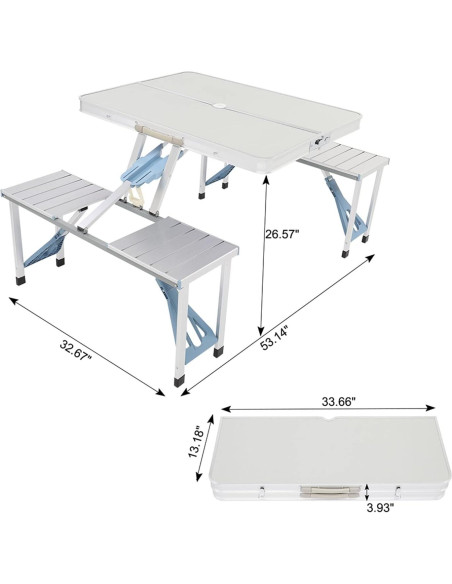 Mesa de Picnic Plegable Outvita Azul para 4 Personas