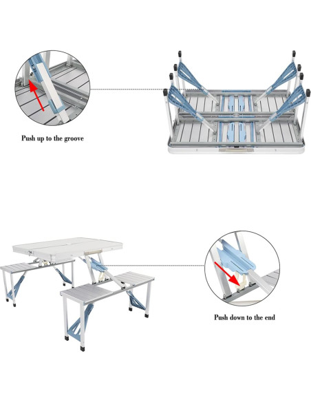 Mesa de Picnic Plegable Outvita Azul para 4 Personas
