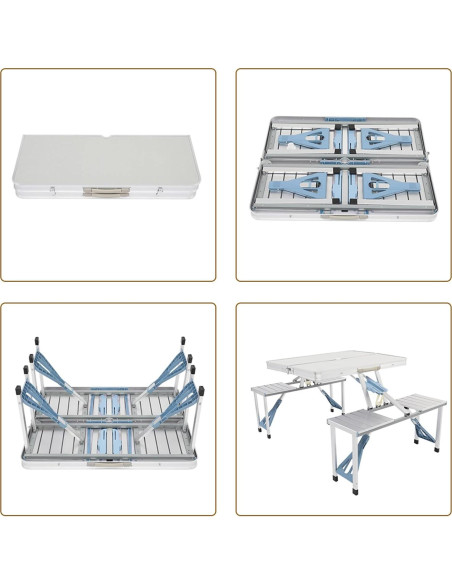 Mesa de Picnic Plegable Outvita Azul para 4 Personas