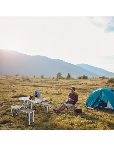 Mesa de Picnic Plegable Outvita Azul para 4 Personas