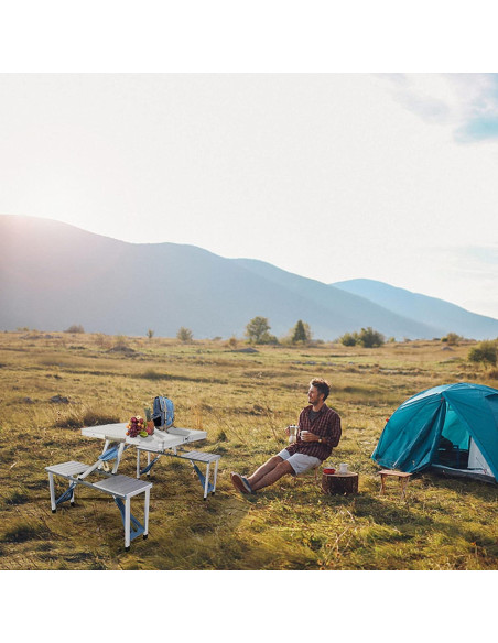 Mesa de Picnic Plegable Outvita Azul para 4 Personas
