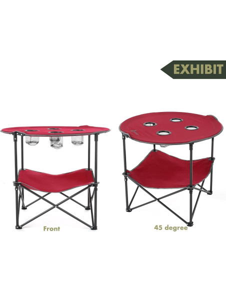 Mesa Plegable Circular ARROWHEAD 71cm 4 Soportes Tazas Mesa Plegable Circular ARROWHEAD 71cm 4 Soportes Tazas