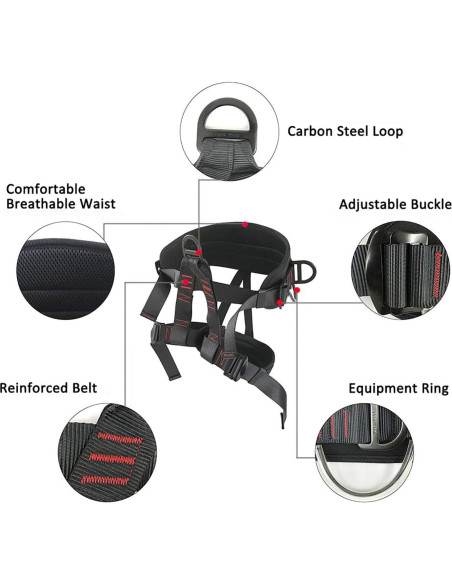 Arnés de Escalada Techouter Ajustable 300KG Cuerpo Medio