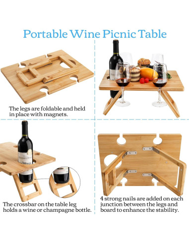 Mesa de Picnic Plegable Youeon para Vino y Aperitivos