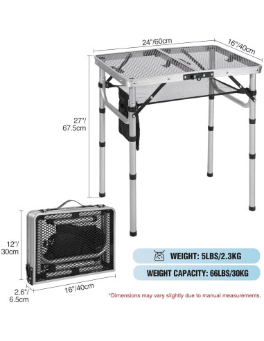 Mesa de Parrilla Plegable RedSwing 60x40cm Ajustable