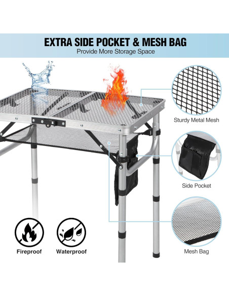 Mesa de Parrilla Plegable RedSwing 60x40cm Ajustable