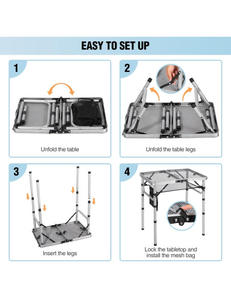 Mesa de Parrilla Plegable RedSwing 60x40cm Ajustable