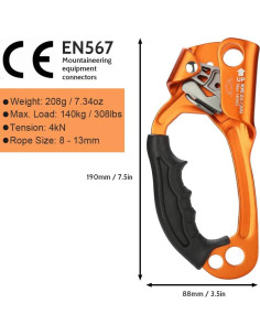 Ascensor de Mano Paliston para Escalada en Roca 8-13mm 2