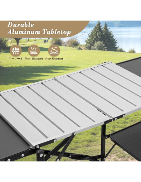 Mesa de Cocina Plegable Athena 132 cm con 4 Mesas Laterales