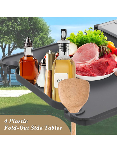 Mesa de Cocina Plegable Athena 132 cm con 4 Mesas Laterales